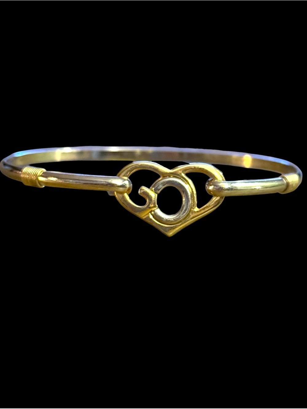 Two tone Gods Heart hook bangle bracelet